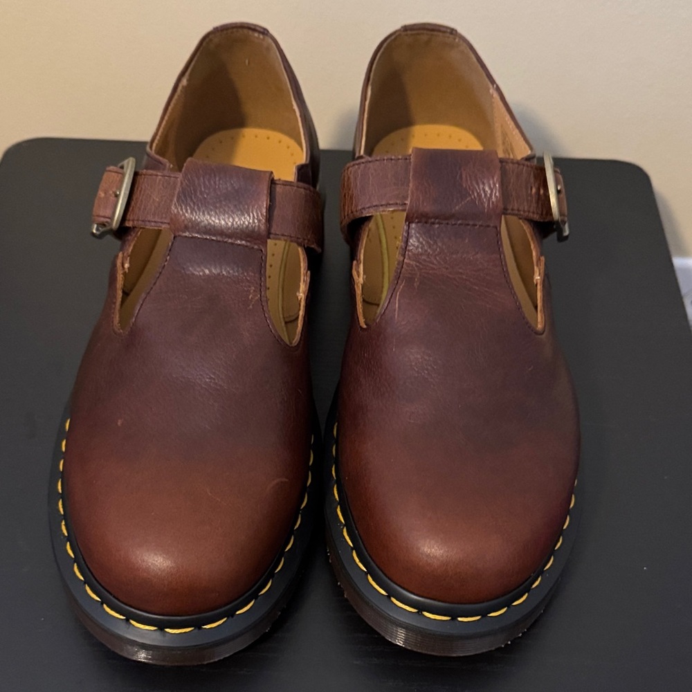 Dr Marten Mary Jane T-bar New Leather Brown Regency - Picture 2 of 6